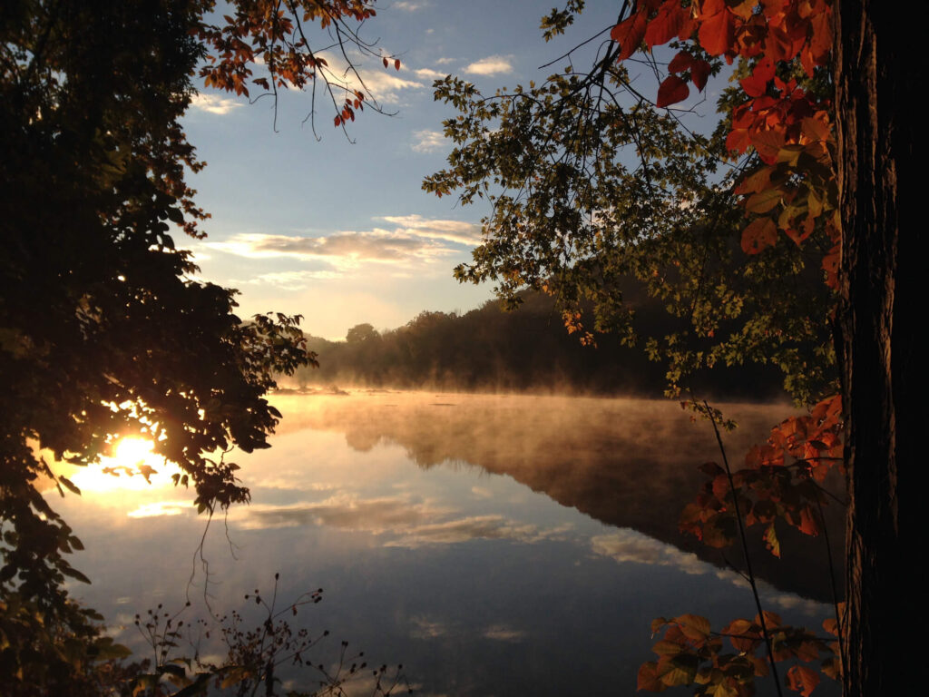 mist on a lake in autumn