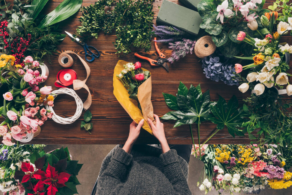 florist arranging flowers