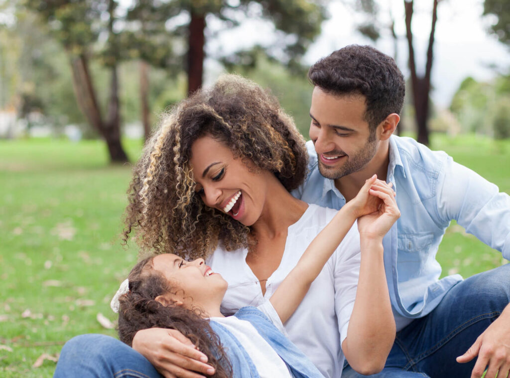 happy family in a park