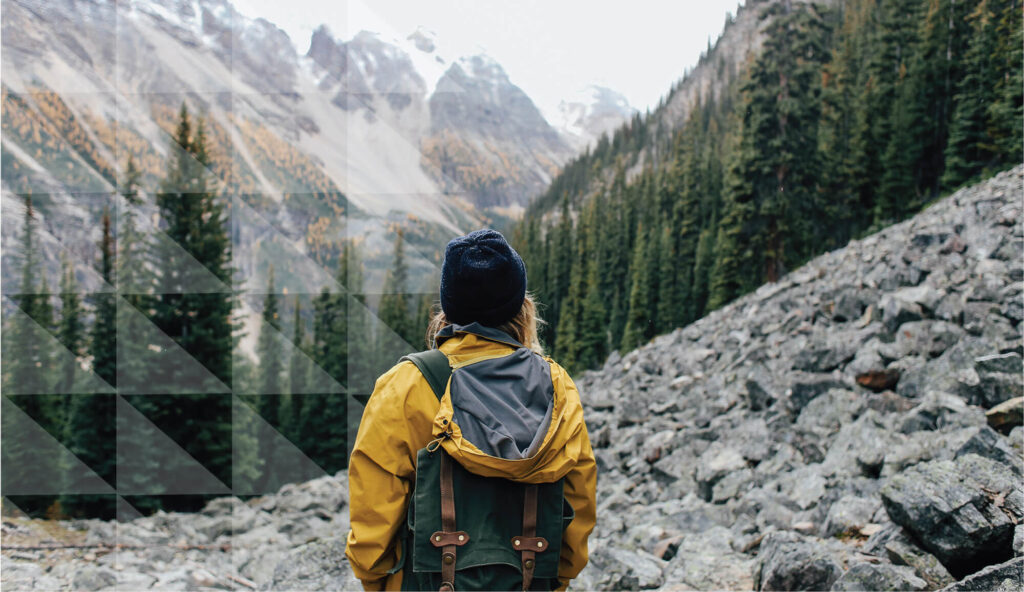 woman hiking in mountains