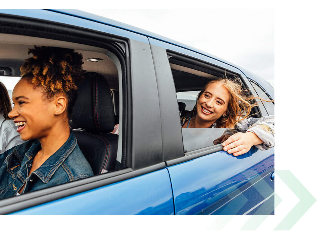 Girls riding in car