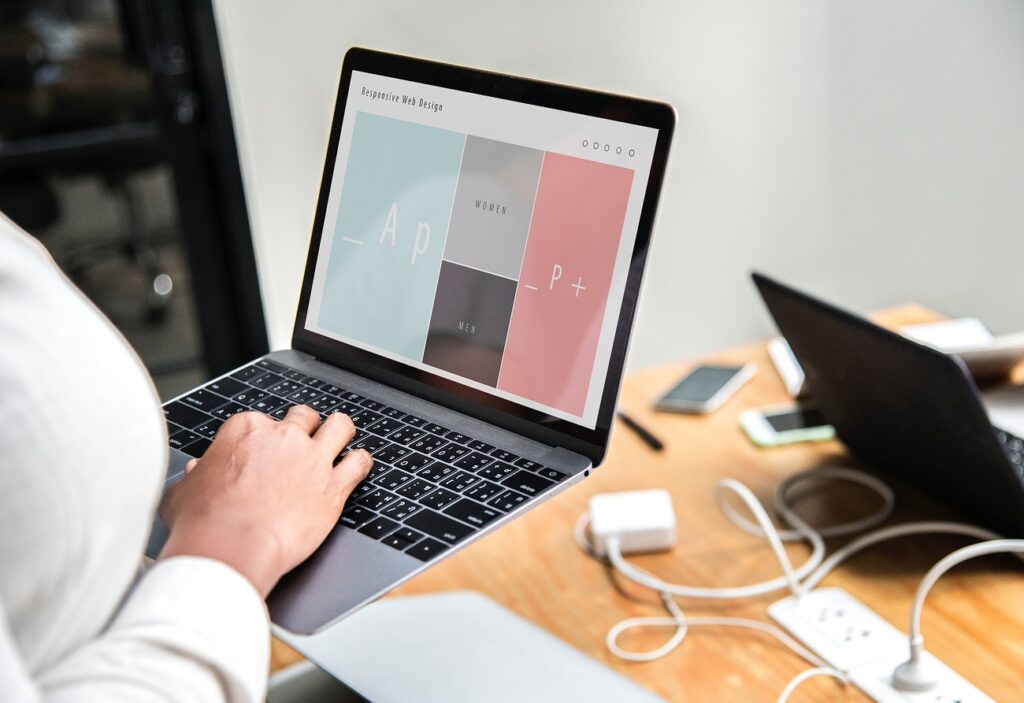 A woman working on a laptop